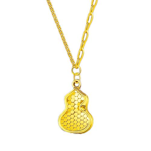 Brass Necklace, Calabash, plated, fashion jewelry, golden, nickel, lead & cadmium free, 16.90x10.97mm, Length:Approx 45 cm, Sold By PC