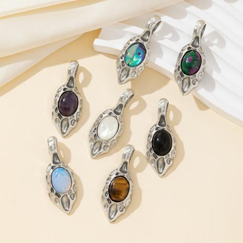 Shell Pendants, Tibetan Style, with Gemstone & Shell, silver color plated, DIY, more colors for choice, Sold By PC