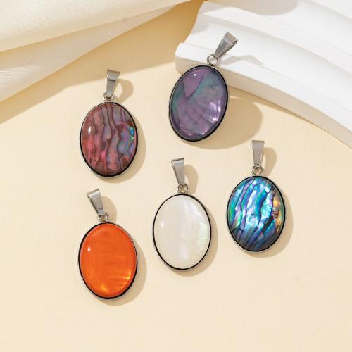 Shell Pendants, 304 Stainless Steel, with Shell, silver color plated, DIY, more colors for choice, Sold By PC