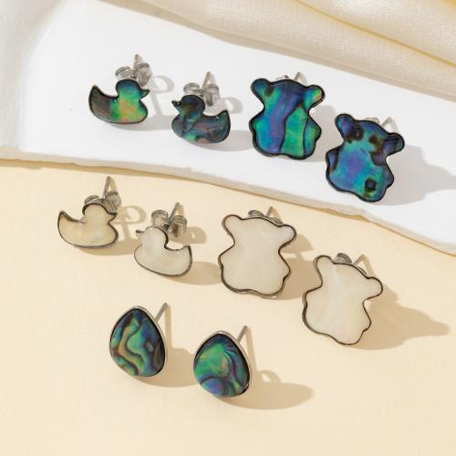 Shell Earrings, Tibetan Style, with Shell, silver color plated, fashion jewelry, more colors for choice, Sold By Pair