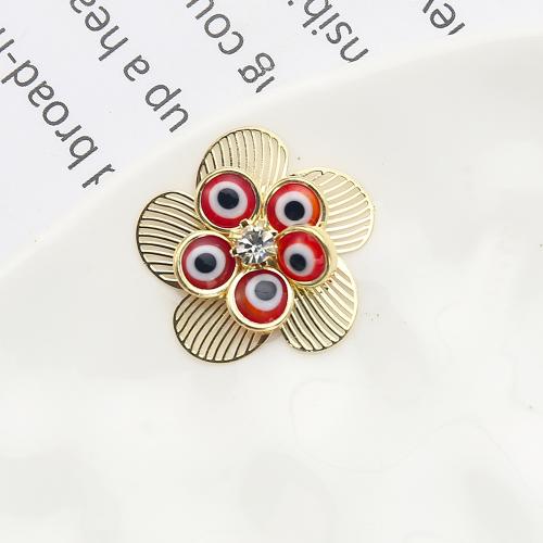 Evil Eye Earrings, Brass, with Resin, Flower, plated, fashion jewelry & with rhinestone, mixed colors, nickel, lead & cadmium free, 23.56x5.56x23.15mm, Sold By Pair