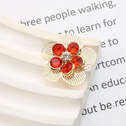 Brass Stud Earring, Flower, plated, fashion jewelry & with rhinestone, mixed colors, nickel, lead & cadmium free, 23.17x5.81x23.09mm, Sold By Pair
