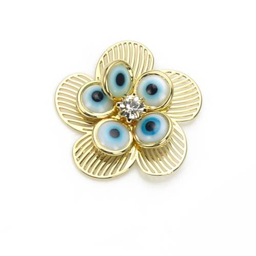 Evil Eye Earrings, Brass, with Resin, Flower, plated, fashion jewelry & with rhinestone, mixed colors, nickel, lead & cadmium free, 22.15x5.99x23.31mm, Sold By Pair