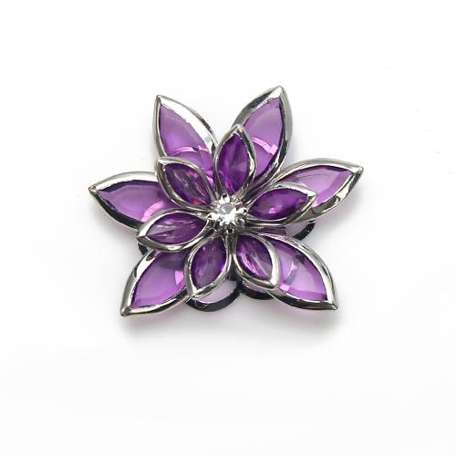 Brass Stud Earring, with Glass, Flower, plated, fashion jewelry & with rhinestone, mixed colors, nickel, lead & cadmium free, 33.79x6.68x26.48mm, Sold By Pair