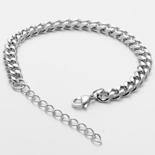 304 Stainless Steel Bracelet, polished, different length for choice & Unisex & different size for choice, original color, Sold By PC