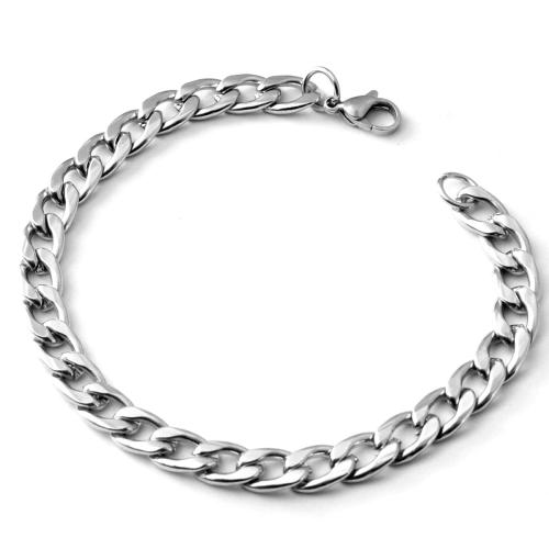 304 Stainless Steel Bracelet, different length for choice & Unisex & different size for choice, original color, Sold By PC