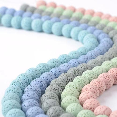 Natural Lava Beads, Round, DIY & different size for choice, more colors for choice, Sold By Strand