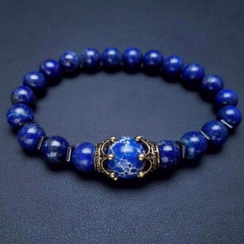 Gemstone Bracelet, with Tibetan Style, Crown, different materials for choice & for man, Length:Approx 7-8 Inch, Sold By PC