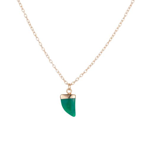 Tibetan Style Necklace, with Glass, Wolf Tooth, gold color plated, cross chain & Unisex, more colors for choice, Length:Approx 16 Inch, Sold By PC