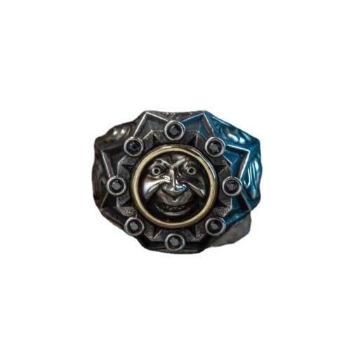 Tibetan Style Cuff Finger Ring, clown, plated, Unisex & with rhinestone, US Ring Size:6-10, Sold By PC