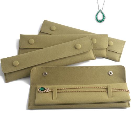 Microfiber PU Jewelry Packing Bag, Rectangle, dustproof, tan, 210x55mm, Sold By PC