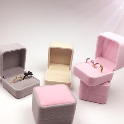 Velveteen Couple Ring Box, Square, dustproof, more colors for choice, 55x60x43mm, Sold By PC