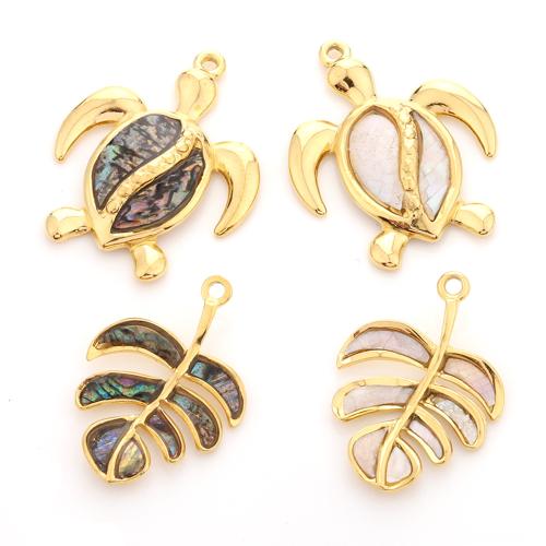 Shell Pendants, 304 Stainless Steel, with Shell, gold color plated, DIY, more colors for choice, 5PCs/Bag, Sold By Bag