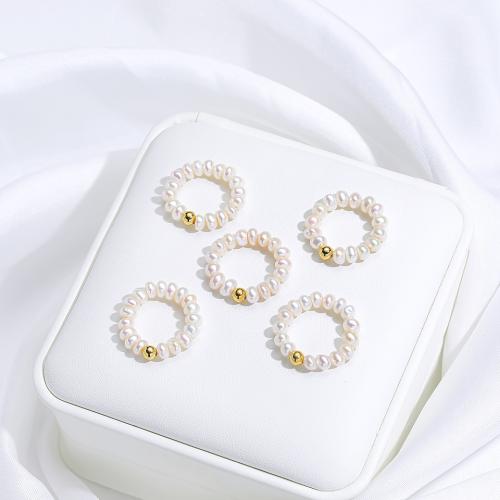 Freshwater Pearl Finger Ring, with Brass, Flat Round, gold color plated, fashion jewelry, more colors for choice, nickel, lead & cadmium free, 3-4mm, Sold By PC