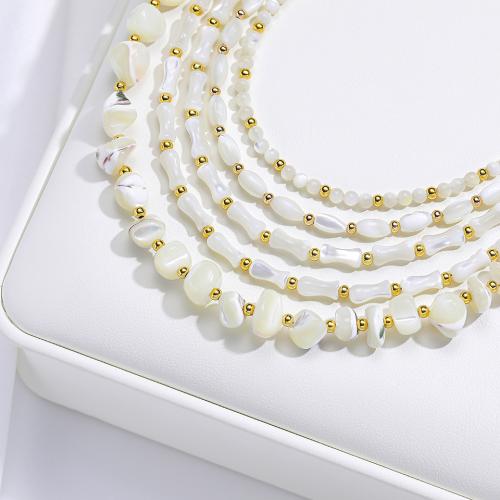 Collar de Nácar, Concha de labios blancos, con metal, chapado en color dorado, Joyería, más colores para la opción, libre de níquel, plomo & cadmio, 100x70x20mm, Vendido para 42 cm Sarta