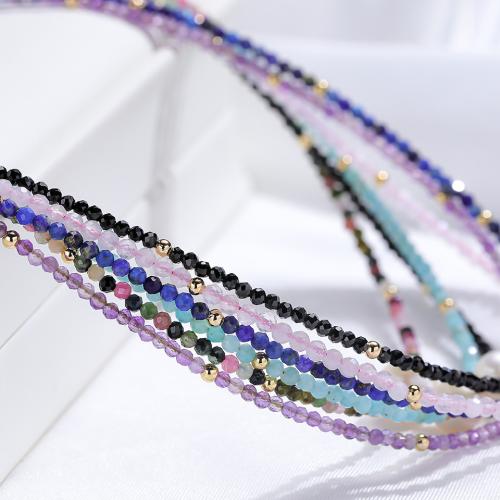 Natural Gemstone Necklace, Natural Stone, with Freshwater Pearl & Crystal, gold color plated, fashion jewelry, more colors for choice, 2-8MM, Sold Per 44 cm Strand