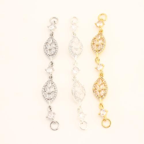 Brass Extender Chain, DIY & micro pave cubic zirconia, more colors for choice, 64x10x4mm, Sold By PC