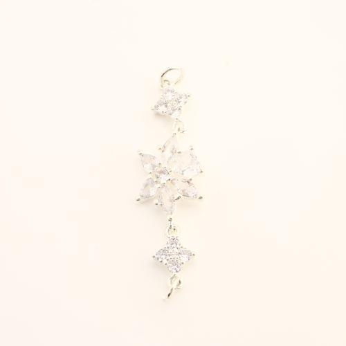 Brass Extender Chain, DIY & micro pave cubic zirconia, silver color, 46x15x3mm, Sold By PC