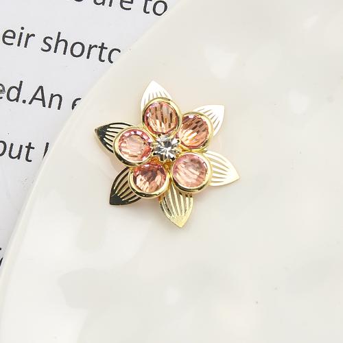 Brass Stud Earring, with Glass, Flower, plated, fashion jewelry & with rhinestone, more colors for choice, nickel, lead & cadmium free, 20.89x6.54x24mm, Sold By Pair