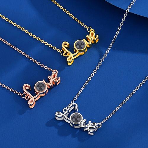Brass Miniature Projection Necklace, with Glass, plated, fashion jewelry & with rhinestone, more colors for choice, nickel, lead & cadmium free, 17x5mm, Sold By PC