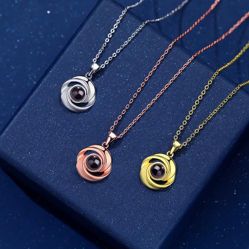 Brass Miniature Projection Necklace, with Glass, plated, fashion jewelry, more colors for choice, nickel, lead & cadmium free, 20x12mm, Length:Approx 40 cm, Sold By PC