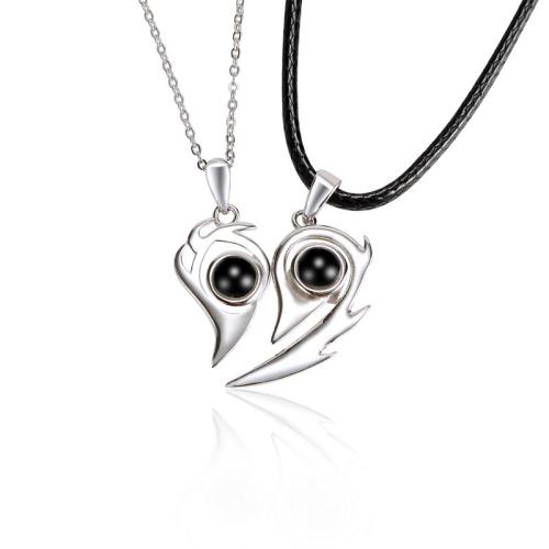 Brass Miniature Projection Necklace, with Glass, plated, fashion jewelry & with rhinestone, more colors for choice, nickel, lead & cadmium free, 19x14.50mm, Length:Approx 40 cm, Sold By PC