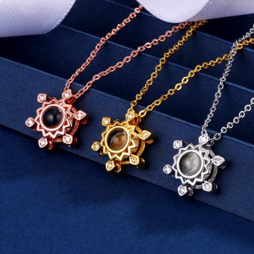 Brass Miniature Projection Necklace, plated, fashion jewelry & with rhinestone, more colors for choice, nickel, lead & cadmium free, 19x14.50mm, Length:Approx 40 cm, Sold By PC