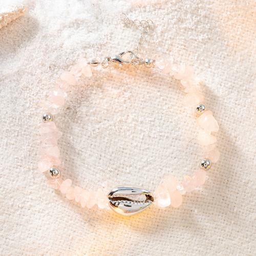 Natural Gravel Bracelet, with Tibetan Style, Shell, different styles for choice & for woman, Length:Approx 6-8 Inch, Sold By PC