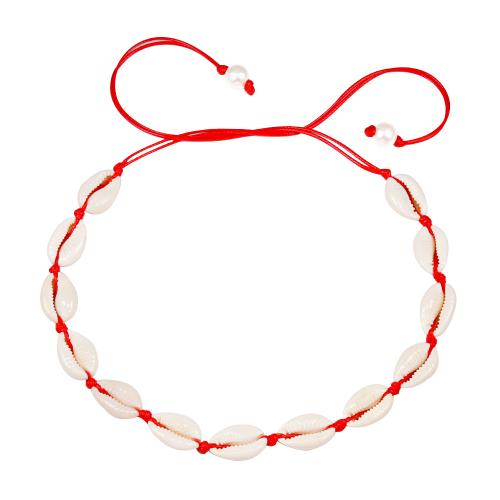 coquille collier, avec corde de cire & perle de plastique, Style bohème & styles différents pour le choix & pour femme, Longueur:Environ 19.5-31.5 pouce, Vendu par PC