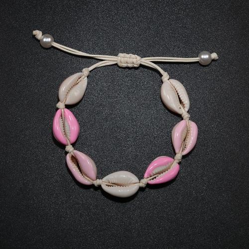 Shell Bracelet, with Polyester Cord & Tibetan Style, fashion jewelry & for woman, more colors for choice, Length:Approx 6-8 Inch, Sold By PC