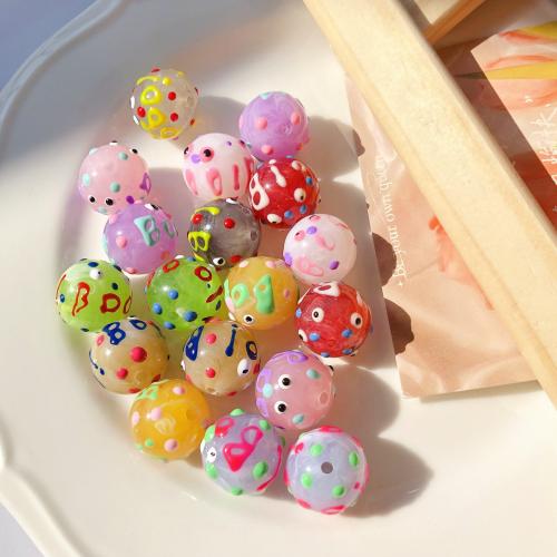 Acrylic Jewelry Beads, Round, DIY & enamel, more colors for choice, 18mm, Sold By PC