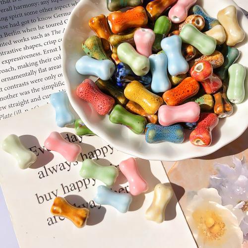 Porcelain Jewelry Beads, Dog Bone, DIY, more colors for choice, 10x19mm, Sold By PC