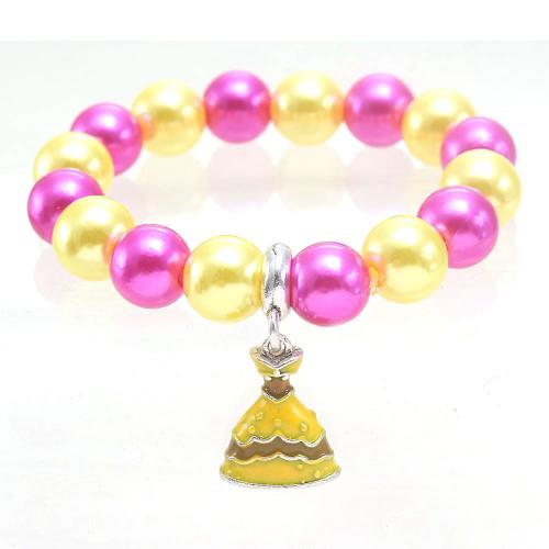 Plastique ABS perle bracelet, avec alliage de zinc, Jupe, Fille & émail, plus de couleurs à choisir, Longueur:Environ 7 pouce, Vendu par PC