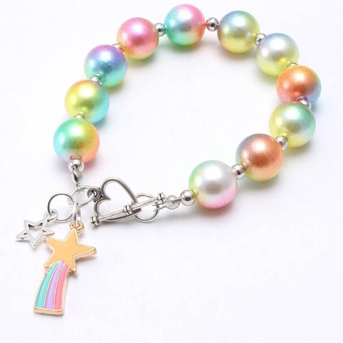 Plastique ABS perle bracelet, avec alliage de zinc, Placage, Fille & normes différentes pour le choix & styles différents pour le choix & émail, Longueur:Environ 7.5 pouce, Vendu par PC
