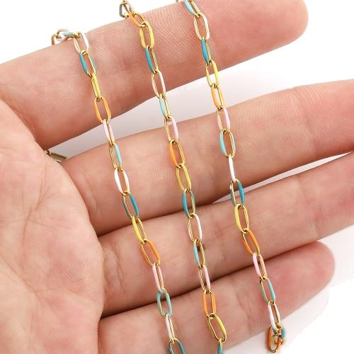 Stainless Steel Jewelry Chain, 304 Stainless Steel, gold color plated, DIY & enamel, more colors for choice, 2m/Bag, Sold By Bag