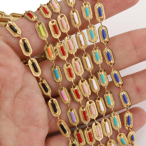 Stainless Steel Bar Chain, 304 Stainless Steel, gold color plated, DIY & enamel, more colors for choice, 4.50x9mm, 2m/Bag, Sold By Bag