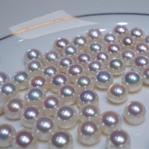 Cultured Half Drilled Freshwater Pearl Beads, Slightly Round, DIY & half-drilled, white, 9-10MM, Sold By PC