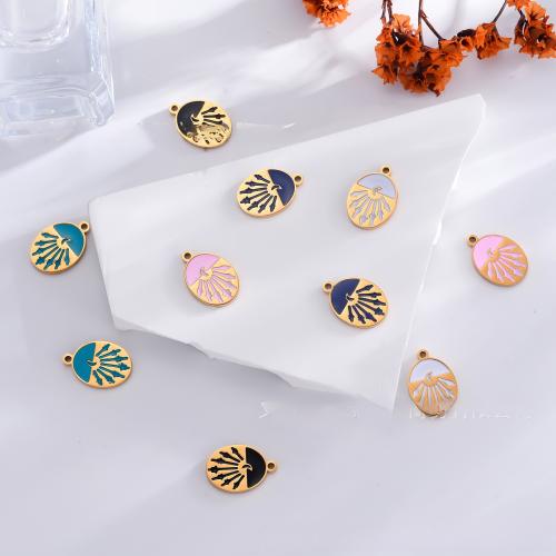 Stainless Steel Pendants, 304 Stainless Steel, gold color plated, DIY & enamel, more colors for choice, 5PCs/Bag, Sold By Bag