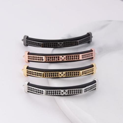 Brass Curved Tube Beads, plated, DIY & micro pave cubic zirconia, more colors for choice, nickel, lead & cadmium free, Sold By PC