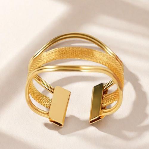 Stainless Steel Bangle, 304 Stainless Steel, gold color plated, Adjustable & fashion jewelry & hollow, more colors for choice, 60x60x20mm, Sold By PC