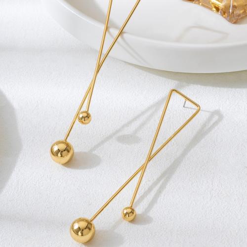 Stainless Steel Drop Earring, 304 Stainless Steel, gold color plated, fashion jewelry, gold, 60x60x20mm, Sold By Pair
