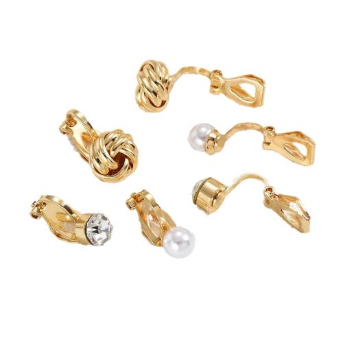 alliage de zinc Clip boucle d’oreille, Placage de couleur d'or, bijoux de mode, doré, Vendu par paire