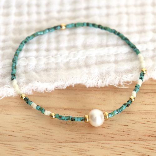 Gemstone Bracelets, Natural Stone, with Plastic Pearl & Tibetan Style, gold color plated, fashion jewelry, more colors for choice, Sold By PC
