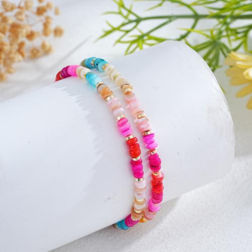 Bracelets de pierres précieuses, Pierre naturelle, avec coquille & alliage de zinc, Placage de couleur d'or, bijoux de mode, plus de couleurs à choisir, Vendu par brin