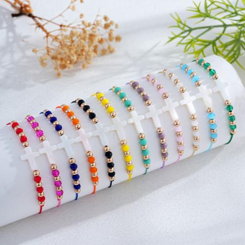 Crystal Bracelets, with Shell & Tibetan Style, gold color plated, fashion jewelry, more colors for choice, Sold By Strand