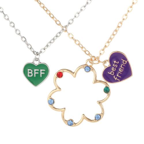 Tibetan Style Jewelry Necklace, plated, 2 pieces & Unisex & enamel & with rhinestone, Sold By Set