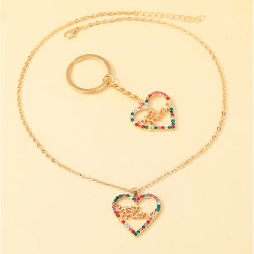 Tibetan Style Jewelry Necklace, plated, Unisex & different styles for choice & with rhinestone & hollow, golden, Sold By Set