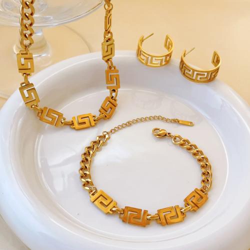Fashion Stainless Steel Jewelry Sets, 304 Stainless Steel, plated, different styles for choice & for woman & hollow, golden, Sold By PC