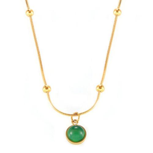 Stainless Steel Jewelry Necklace, 304 Stainless Steel, with Glass Stone, 18K gold plated, fashion jewelry & for woman, Sold By PC