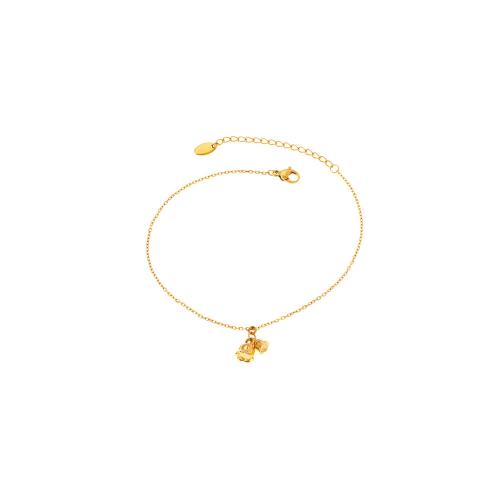 Titanium Steel Anklet, 18K gold plated, fashion jewelry & for woman, Sold By PC
